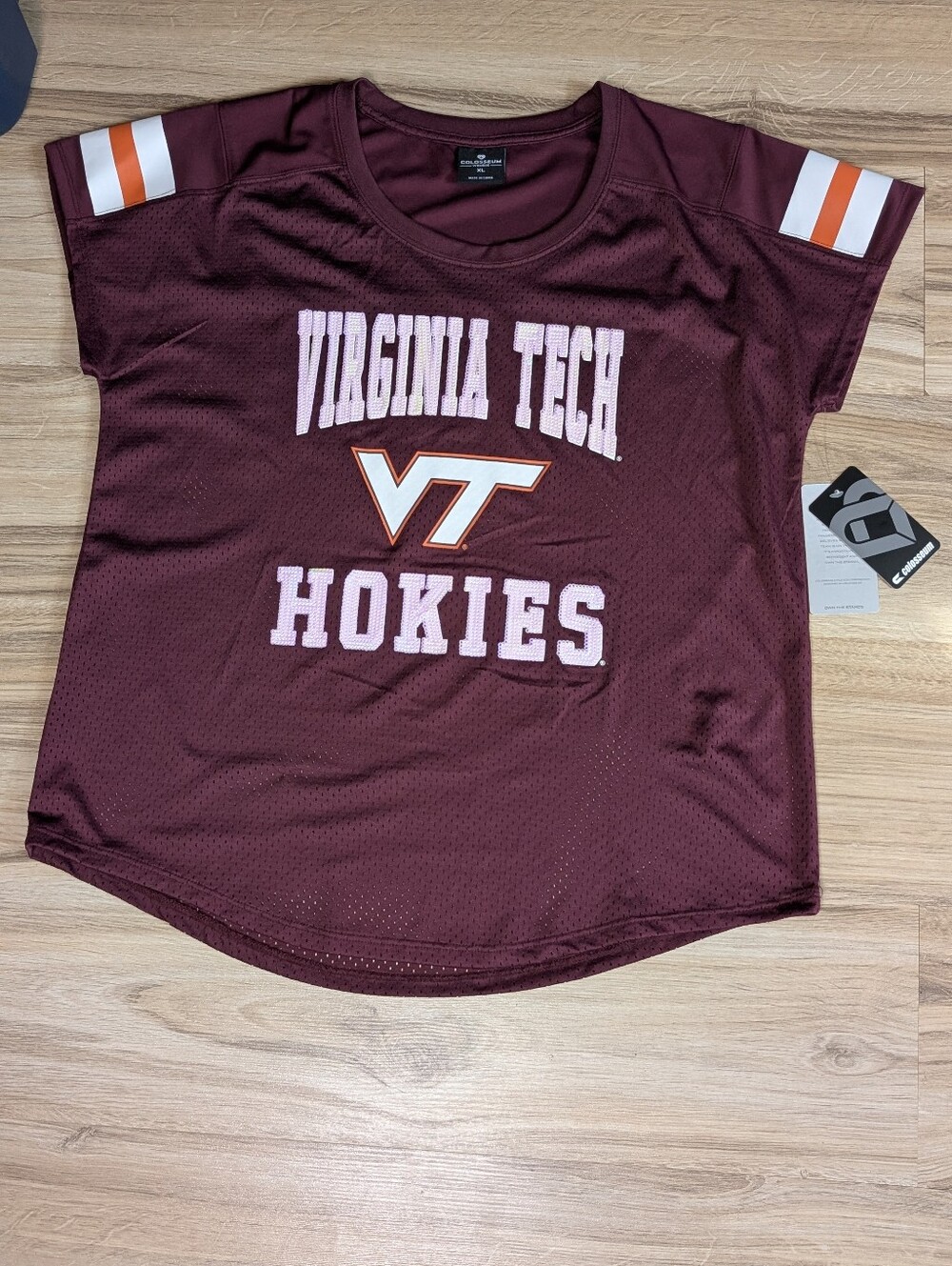 NWT Virginia Tech Hokies Maroon Athletic T-Shirt Sequin Graphics